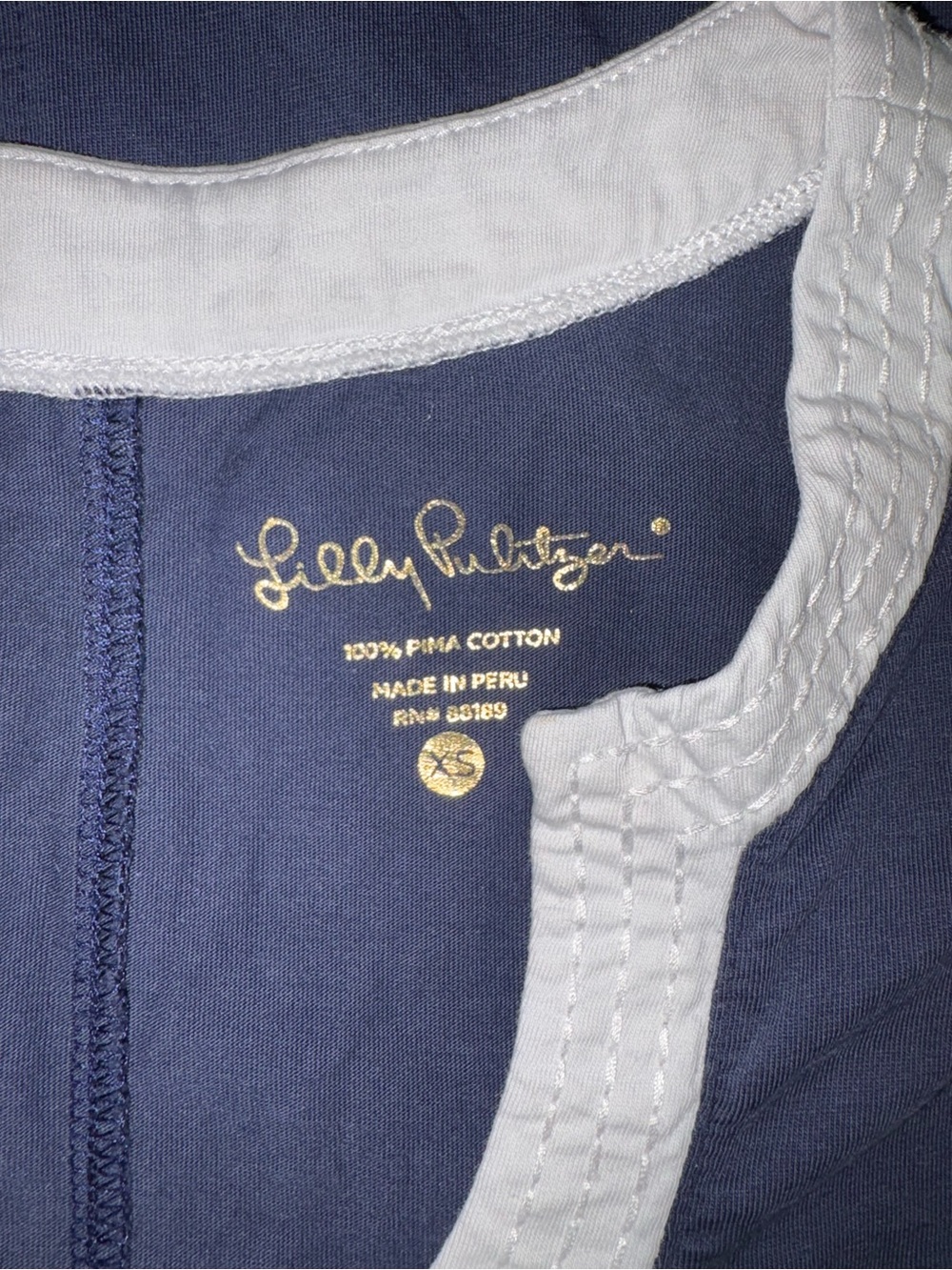 Lilly Pulitzer navy blue Long-Sleeve Scoop Neck Dress with white Trim - Picture 4 of 4
